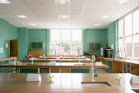 Empty science classroom